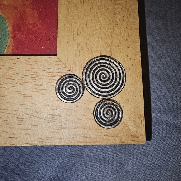 Walt Disney World 4x4 Inlaid Metal Mickey Mouse Head 2 Tone Wood Picture Frame - Picture 2 of 3